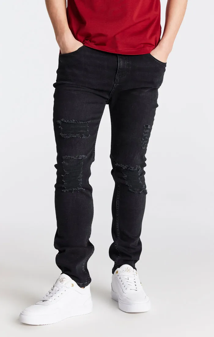 Boys Black Distressed Slim Denim Jean sold by Siksilk