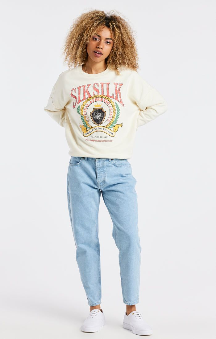 SikSilk Varsity Oversize Sweatshirt - Ecru sold by Siksilk product image thumbnail 4