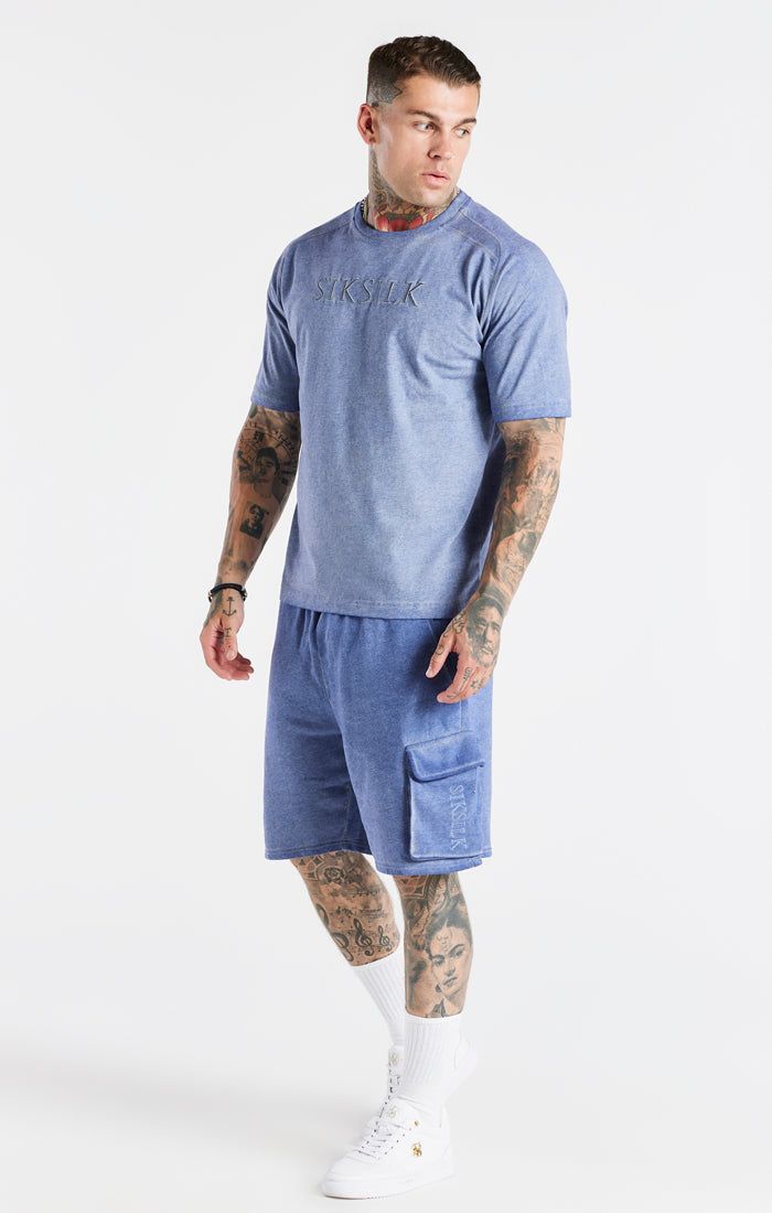 Washed Blue Muscle Fit T-Shirt sold by Siksilk product image thumbnail 4