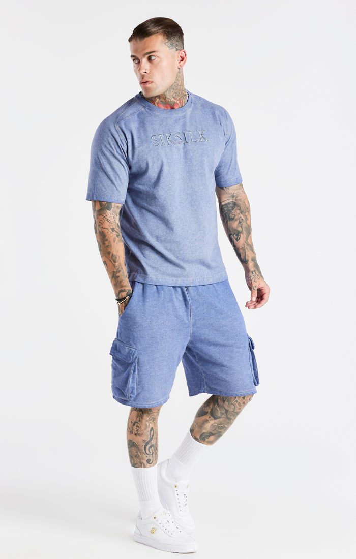 Washed Blue Muscle Fit T-Shirt sold by Siksilk product image thumbnail 5