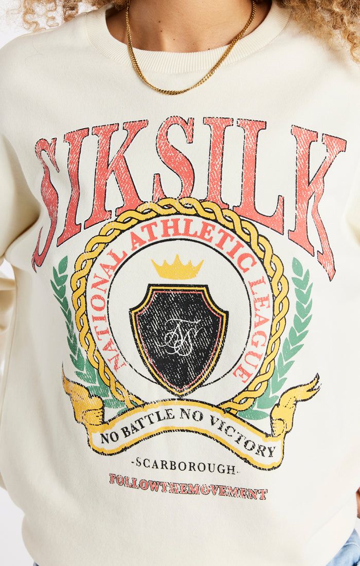 SikSilk Varsity Oversize Sweatshirt - Ecru sold by Siksilk product image thumbnail 3