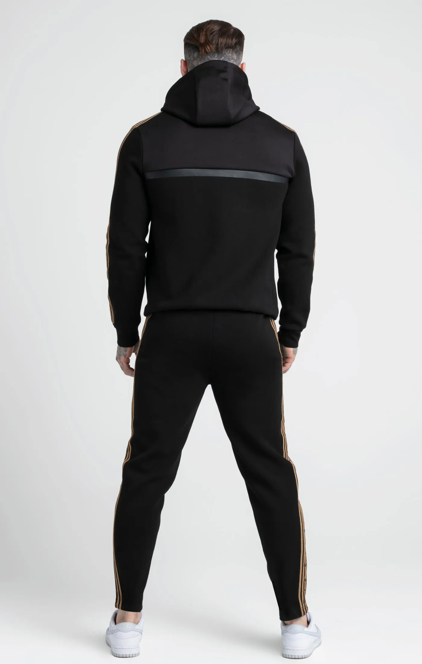 Black & Gold Knitted Tape Zip Thru Hoodie sold by Siksilk product image thumbnail 5