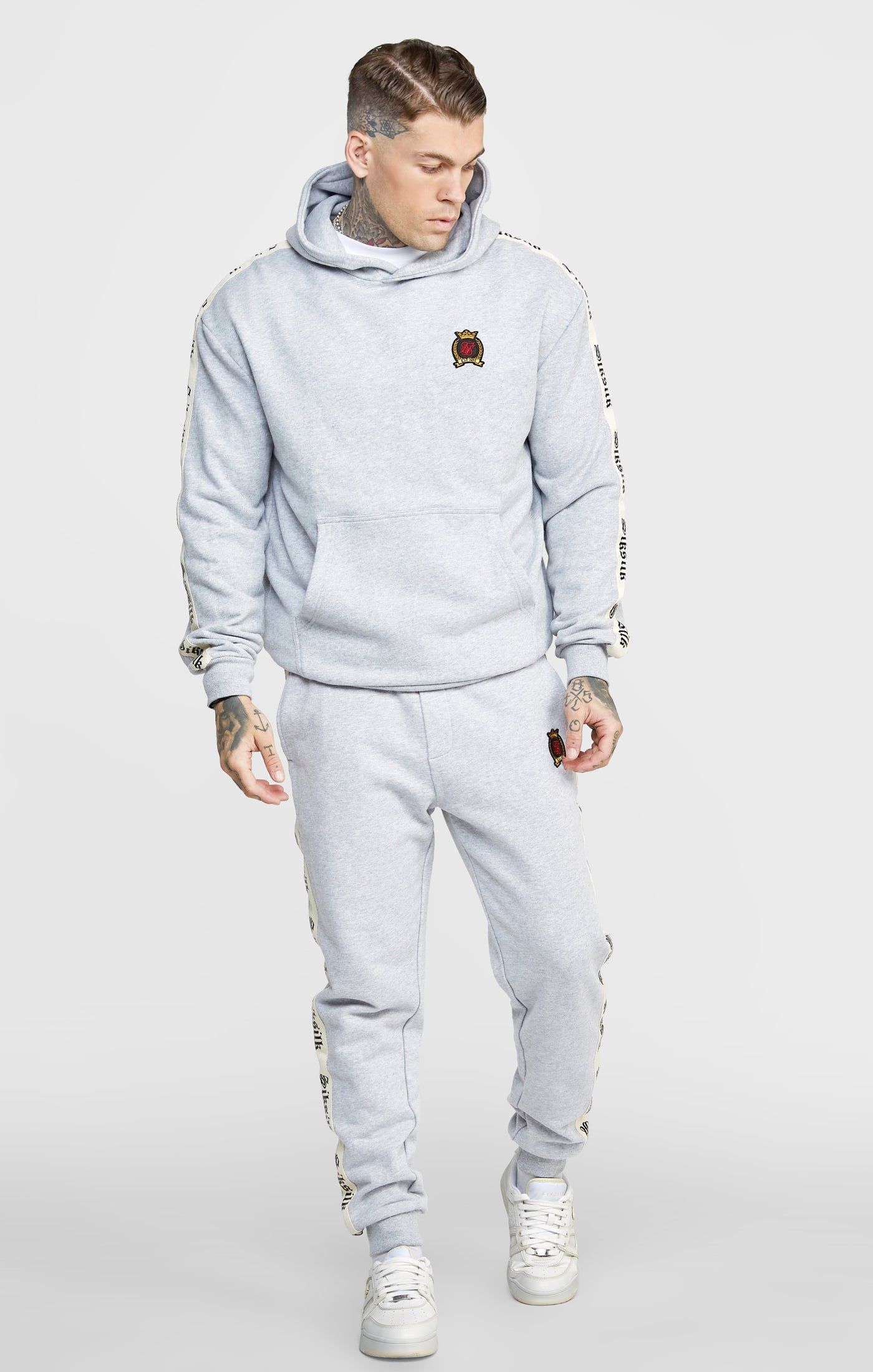 Grey Oversized Hoody W Gothic Taping sold by Siksilk product image thumbnail 7