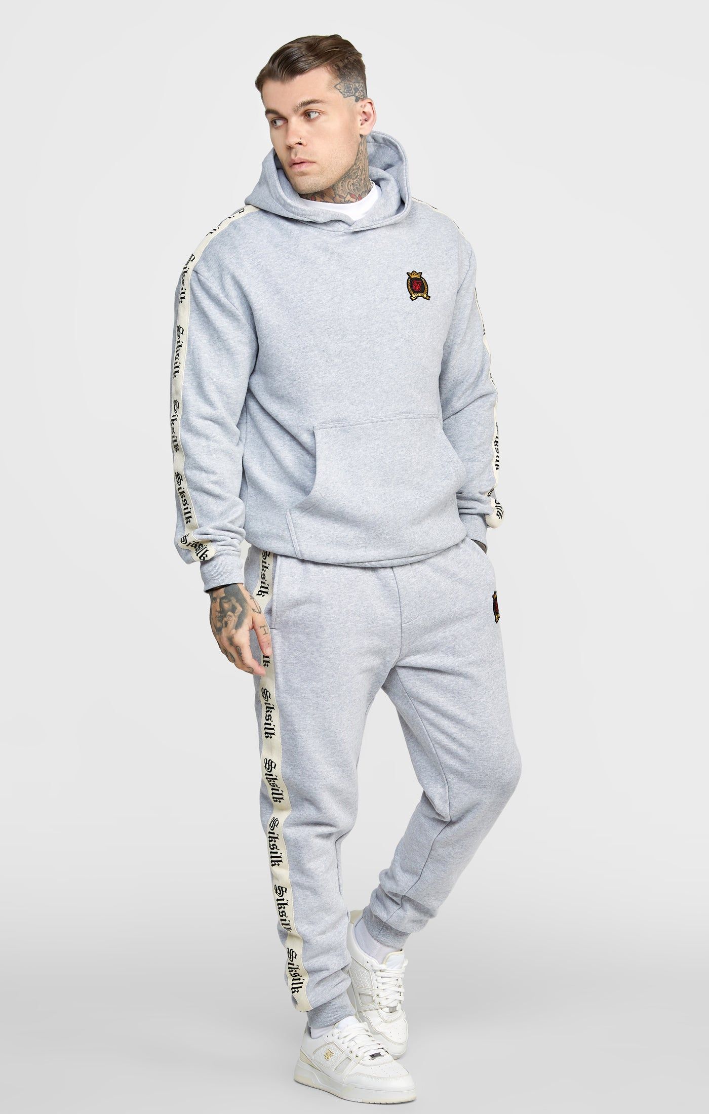 Grey Oversized Hoody W Gothic Taping sold by Siksilk product image thumbnail 4