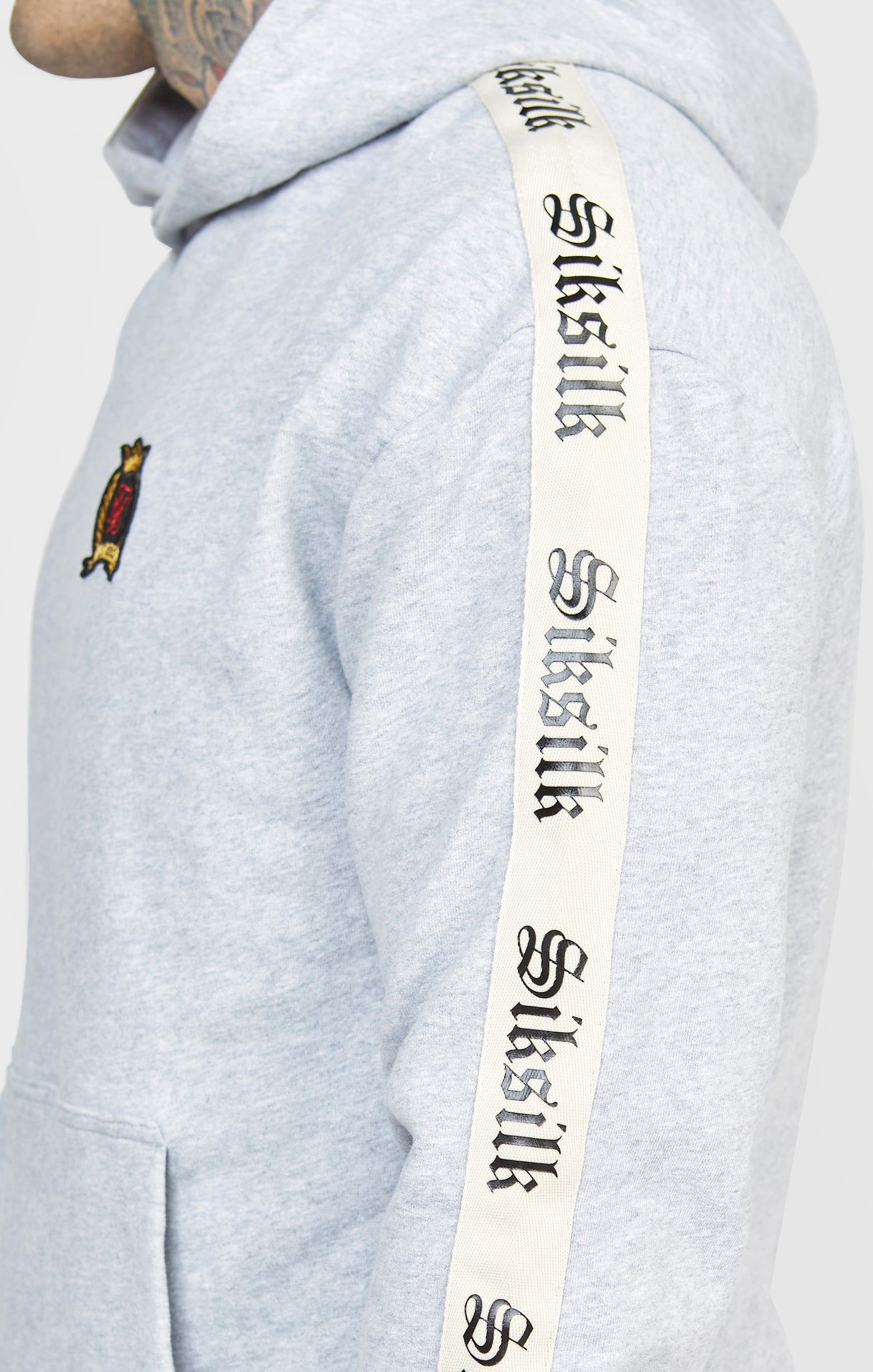 Grey Oversized Hoody W Gothic Taping sold by Siksilk product image thumbnail 2