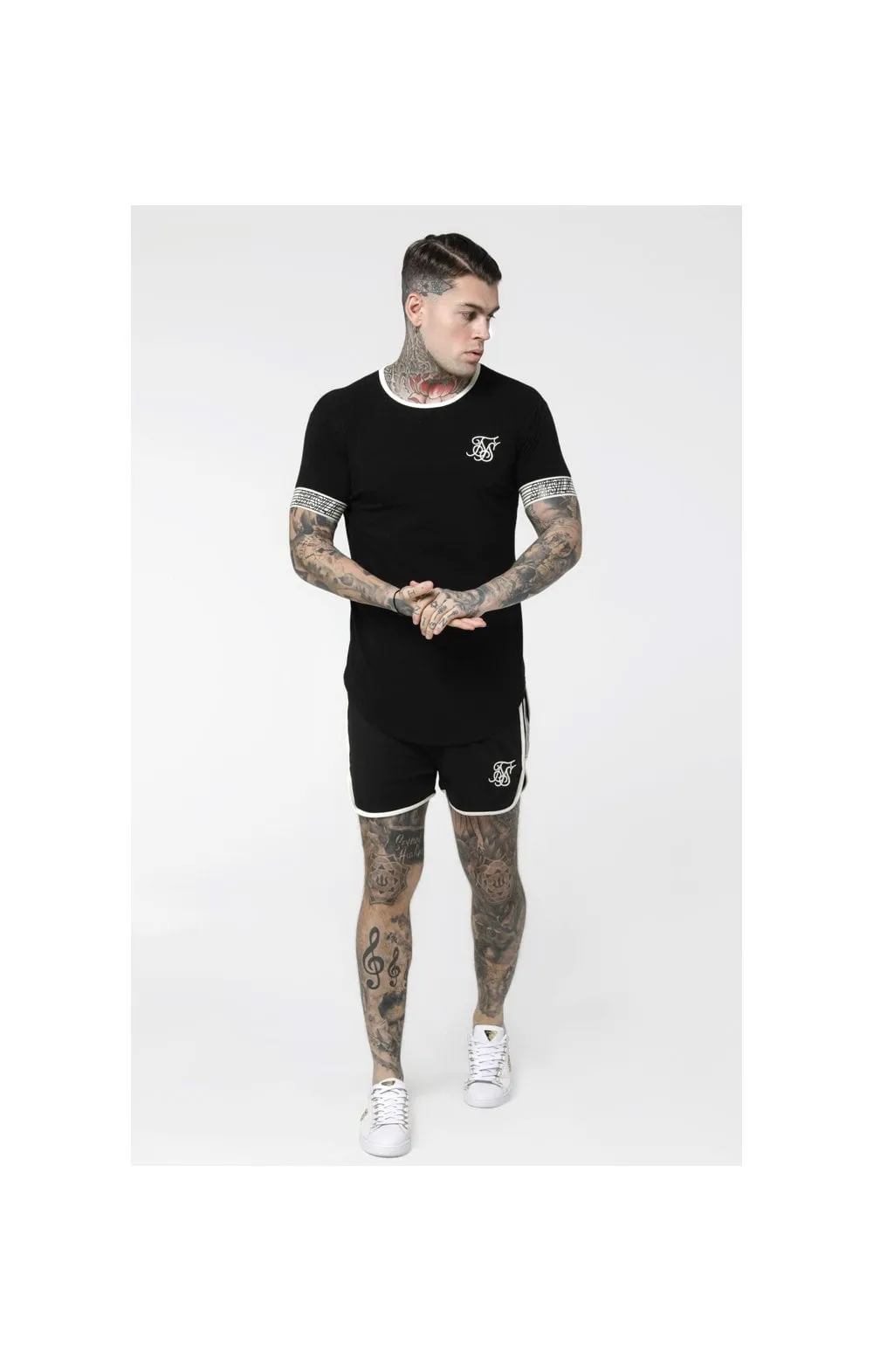 SikSilk Runner Cuff Gym Tee - Black sold by Siksilk