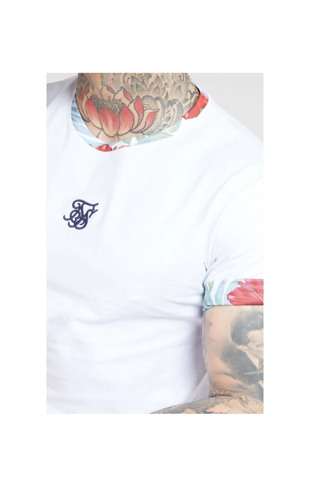 SikSilk S/S Curved Hem Roll Sleeve Tee – White sold by Siksilk product image thumbnail 2
