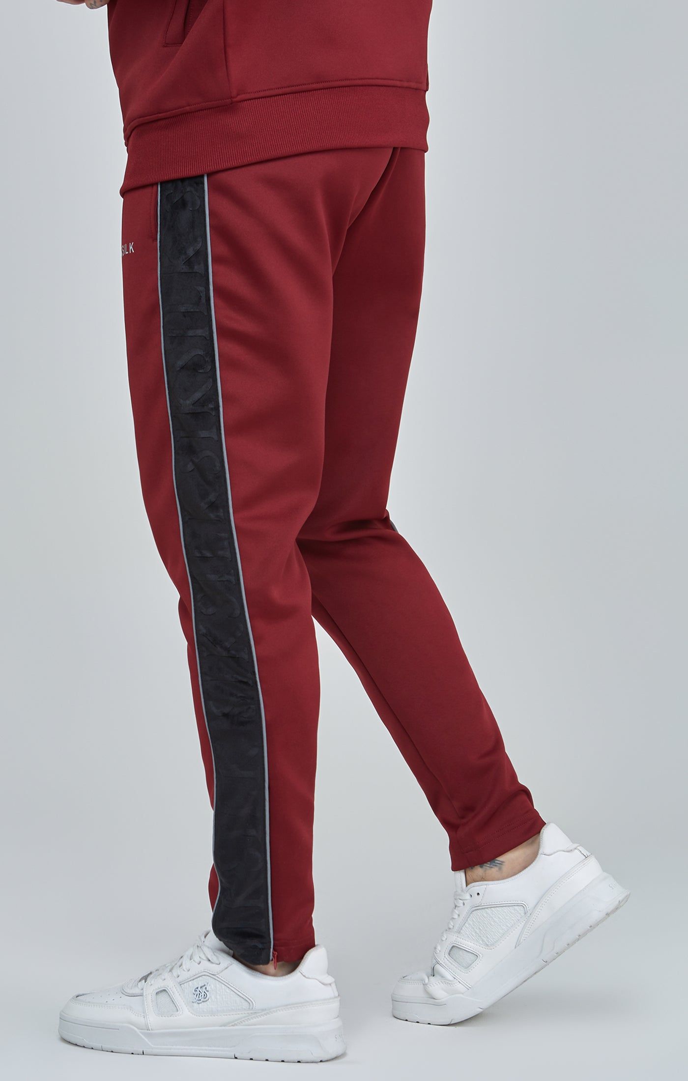 Burgundy Velour Panelled Track Pants sold by Siksilk product image thumbnail 3