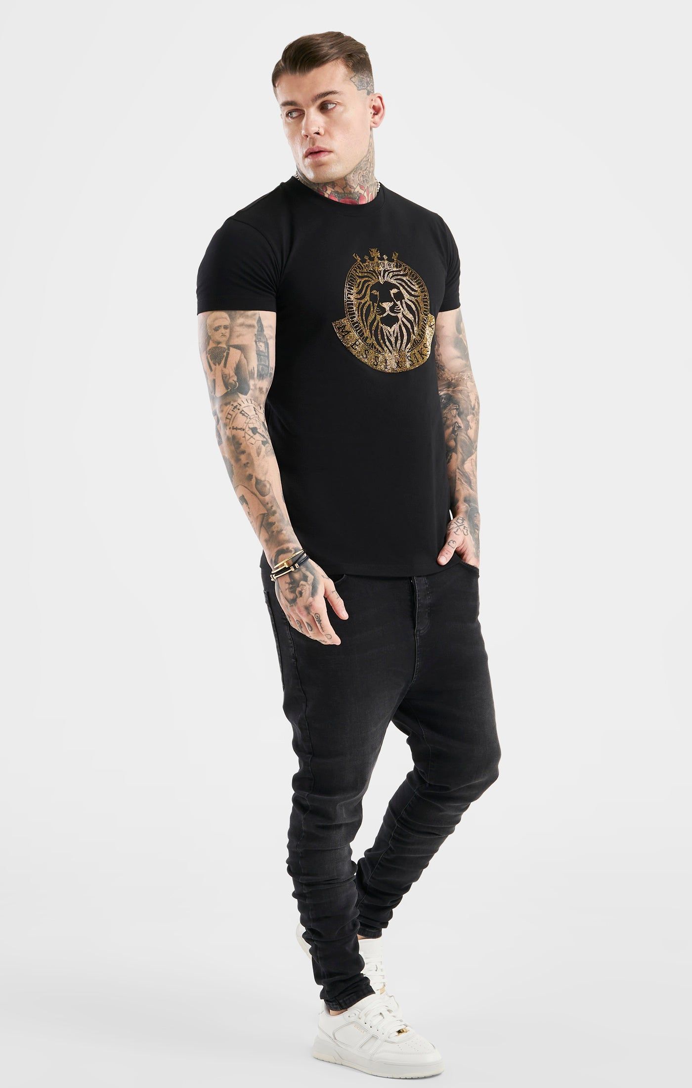 Messi x SikSilk Black Rhinestone Oversized T-Shirt sold by Siksilk product image thumbnail 3