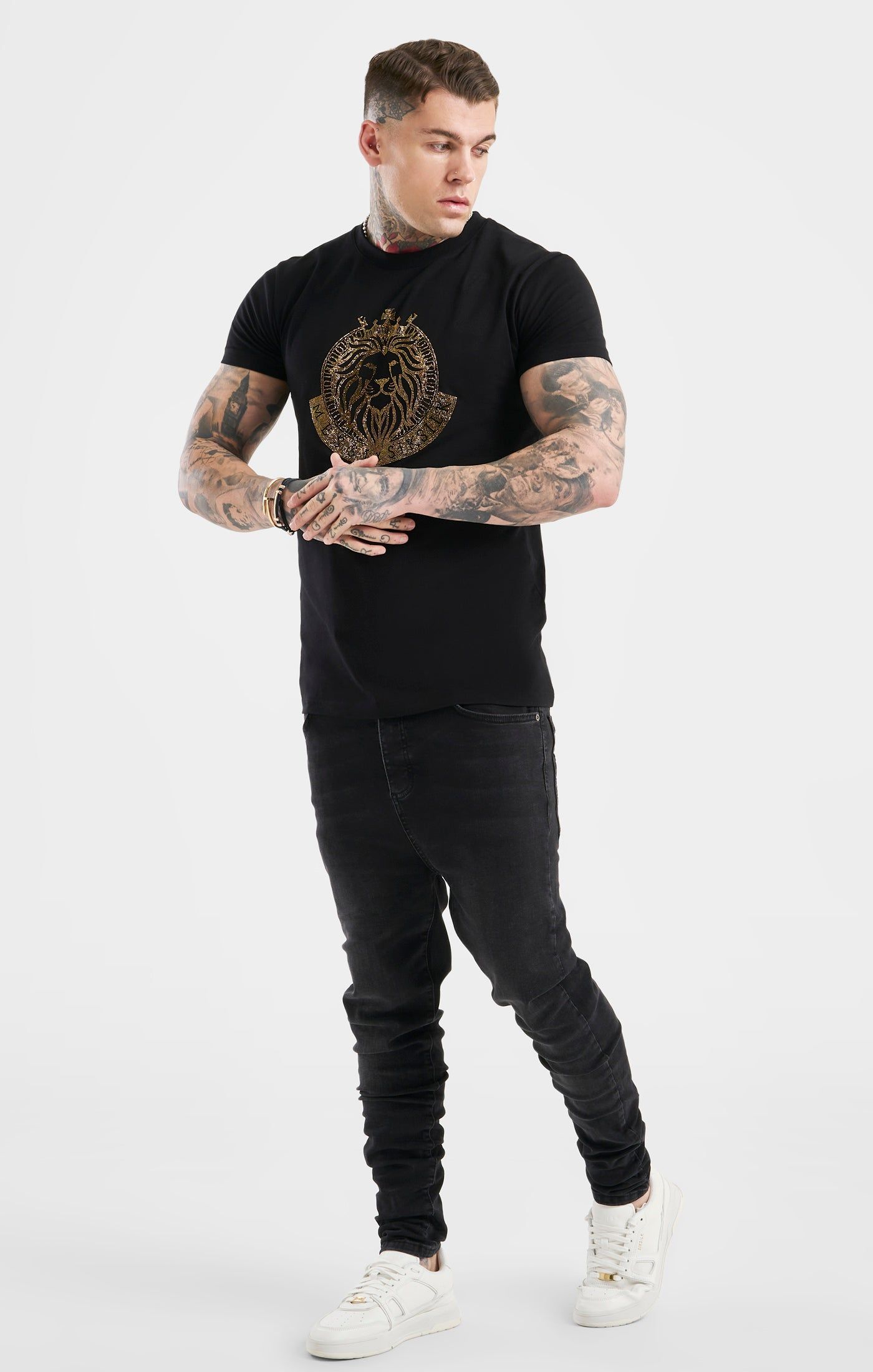 Messi x SikSilk Black Rhinestone Oversized T-Shirt sold by Siksilk product image thumbnail 4
