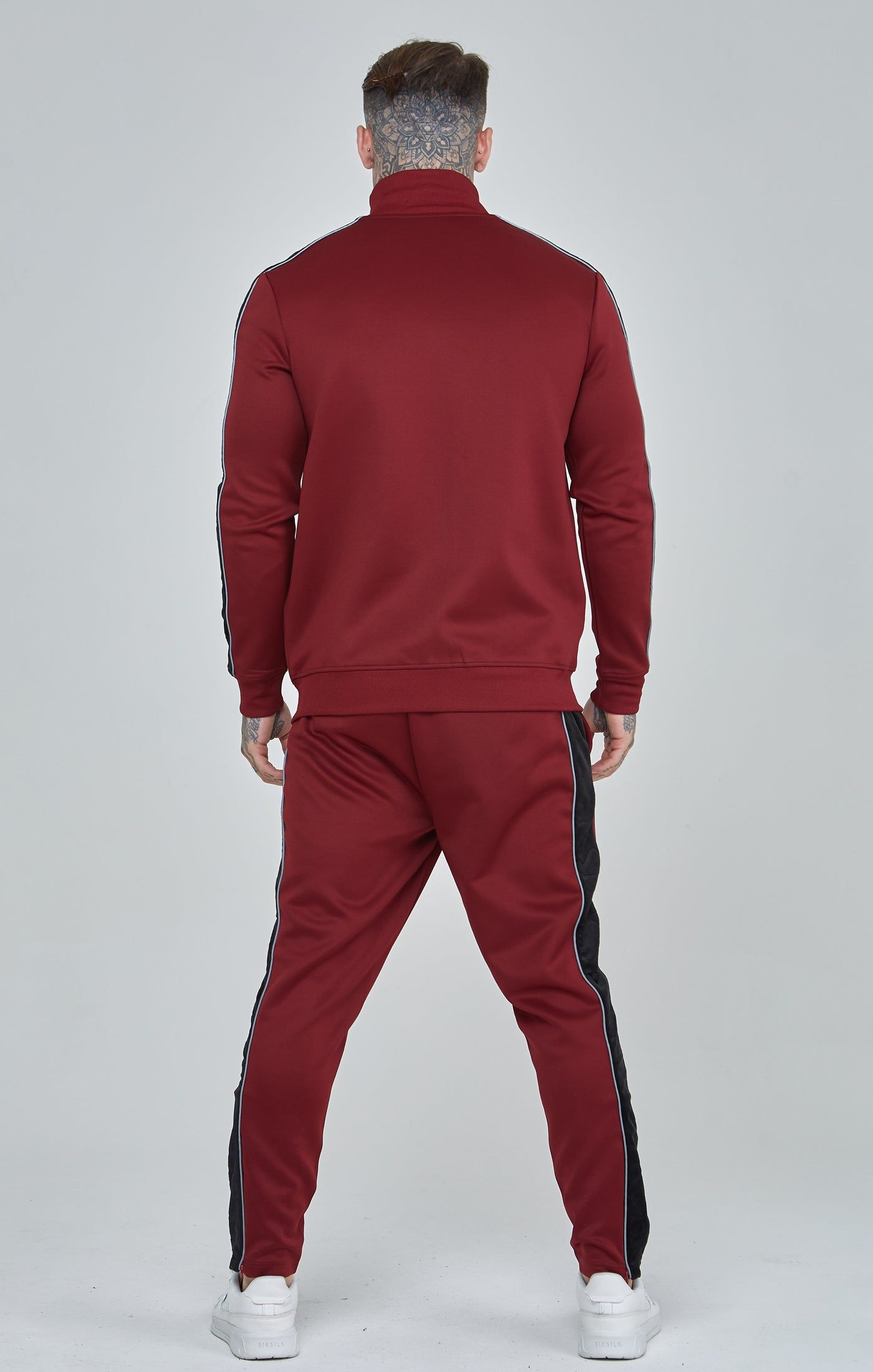 Burgundy Velour Panelled Track Pants sold by Siksilk product image thumbnail 5