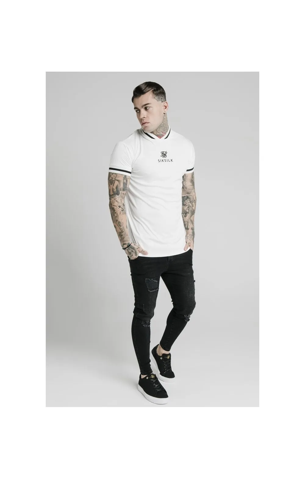 SikSilk S/S Poly Rib Collar Tee - Off White sold by Siksilk product image thumbnail 4