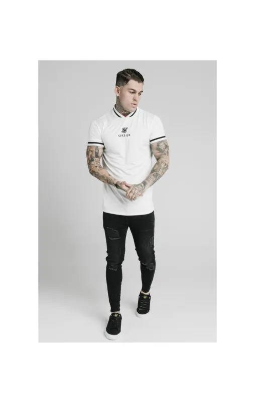 SikSilk S/S Poly Rib Collar Tee - Off White sold by Siksilk