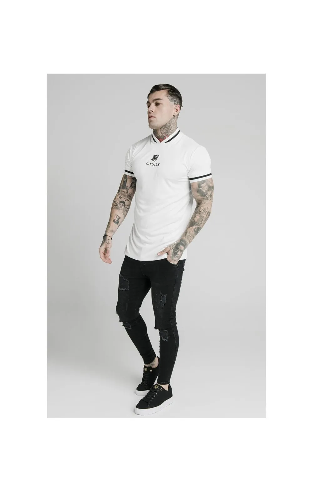 SikSilk S/S Poly Rib Collar Tee - Off White sold by Siksilk product image thumbnail 3