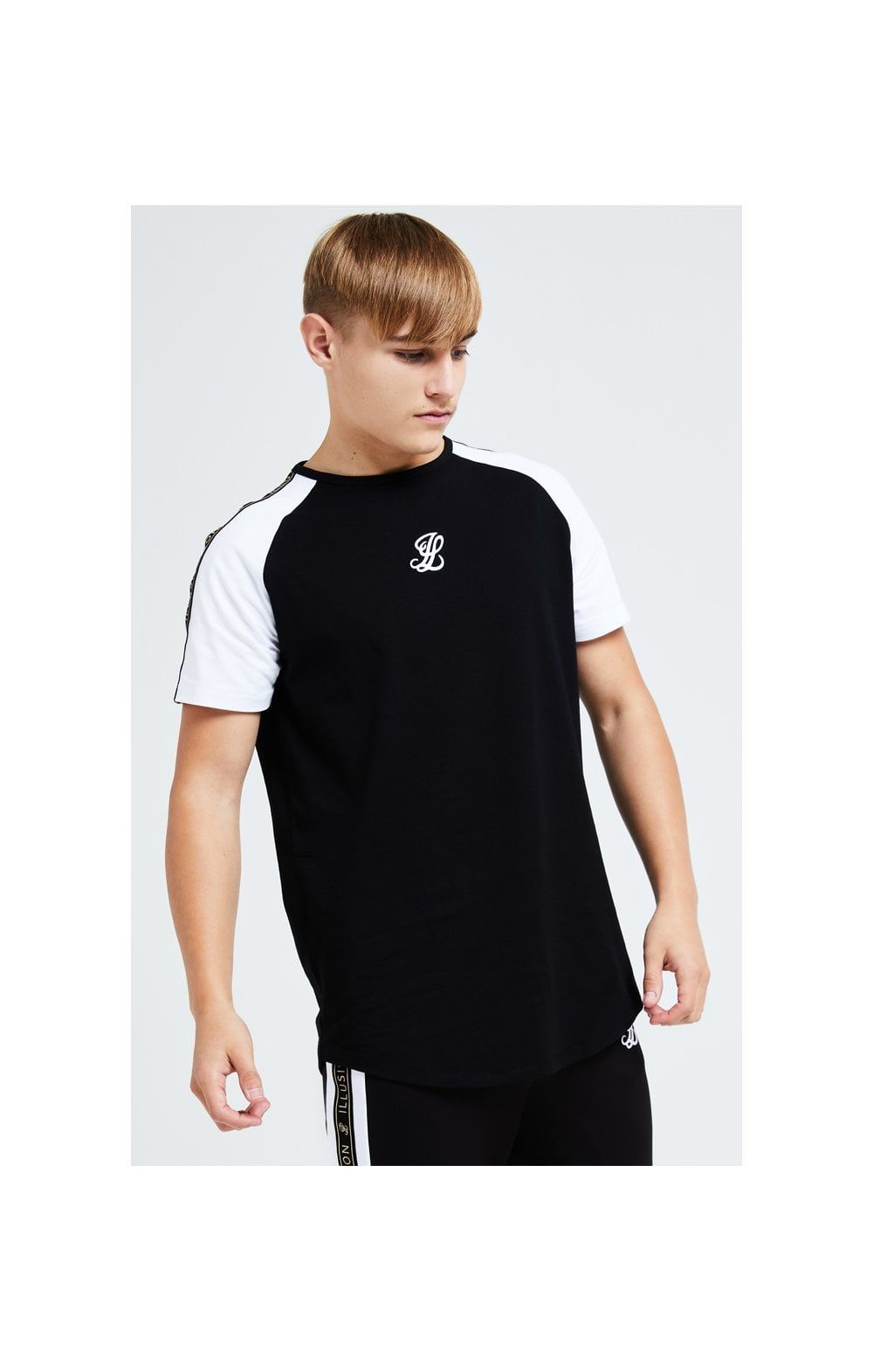 Illusive London Diverge Raglan Tee - Black Gold & White sold by Siksilk