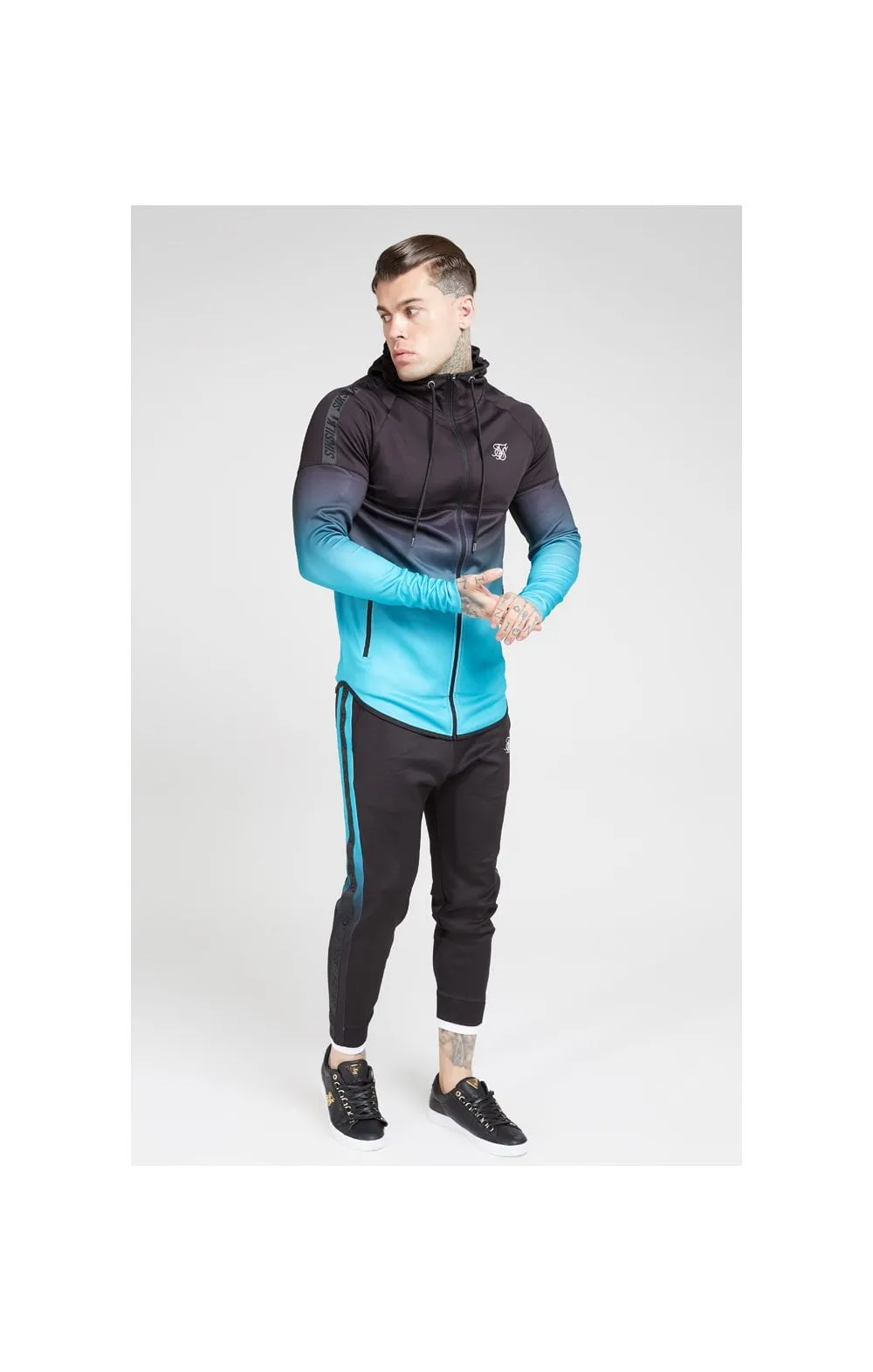 SikSilk Athlete Hybrid Zip Through Hoodie – Black & Teal sold by Siksilk product image thumbnail 3