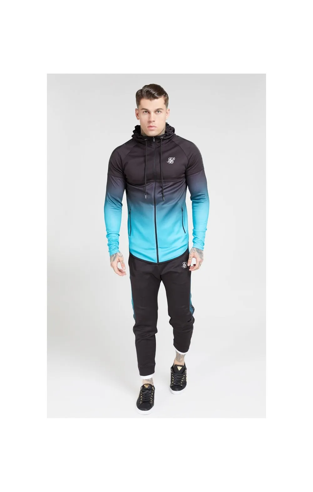 SikSilk Athlete Hybrid Zip Through Hoodie – Black & Teal sold by Siksilk product image thumbnail 4