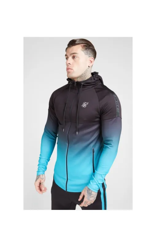 SikSilk Athlete Hybrid Zip Through Hoodie – Black & Teal sold by Siksilk