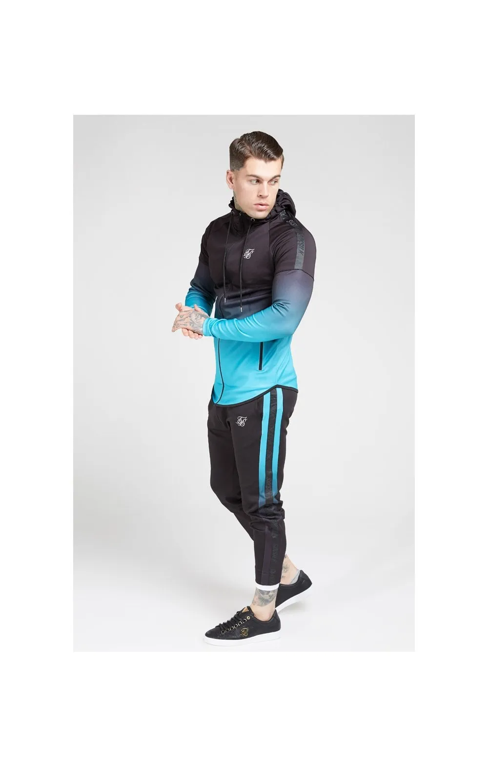 SikSilk Athlete Hybrid Zip Through Hoodie – Black & Teal sold by Siksilk product image thumbnail 5