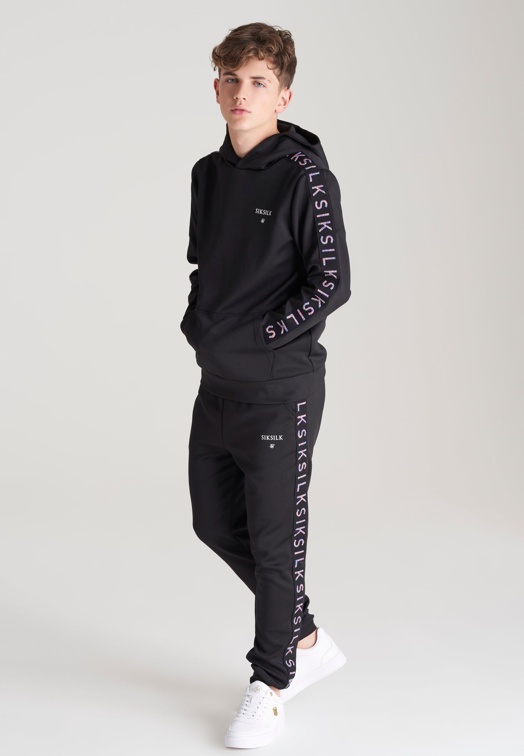 Boys Black Taped Overhead Hoodie sold by Siksilk product image thumbnail 3