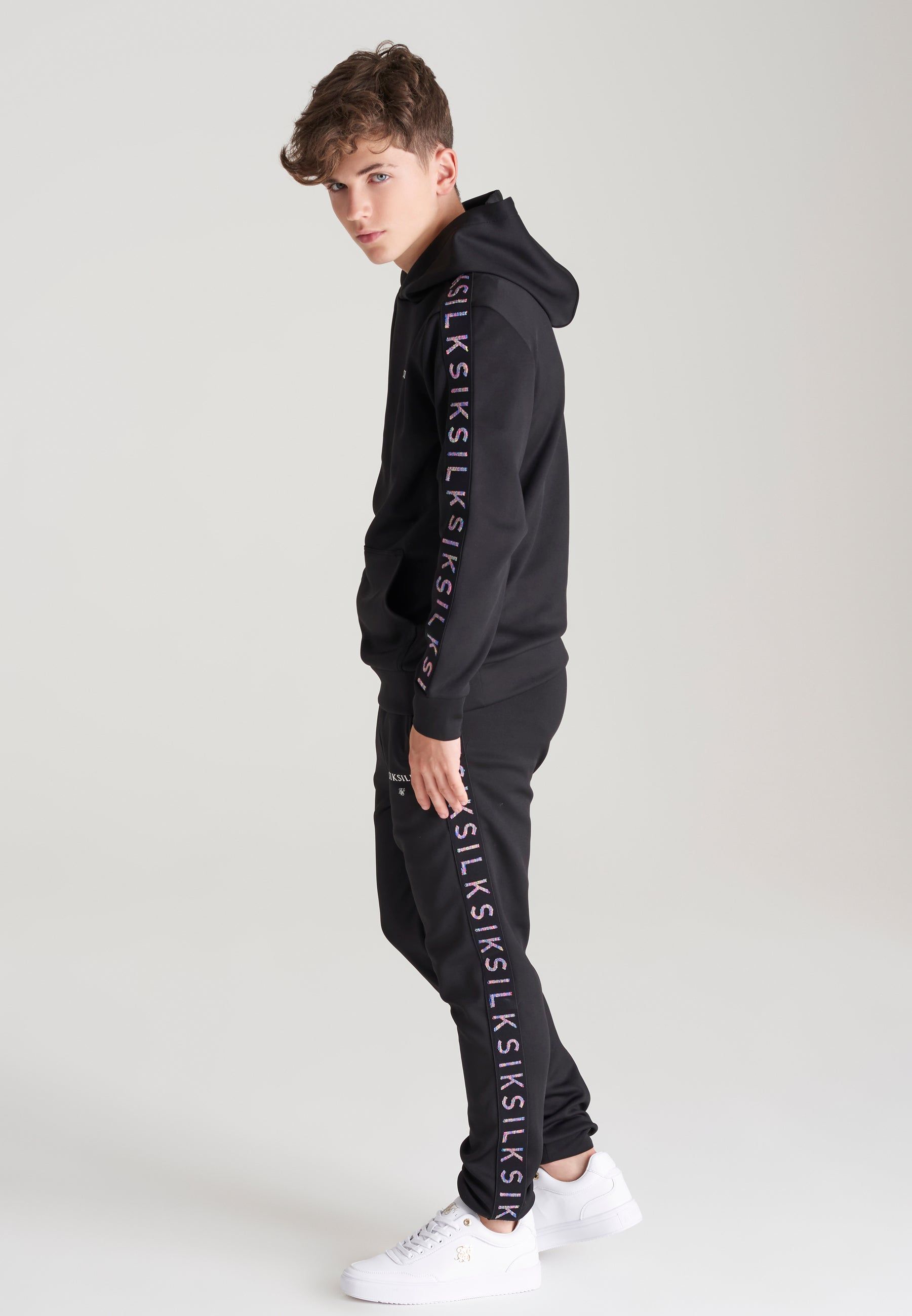 Boys Black Taped Overhead Hoodie sold by Siksilk product image thumbnail 4