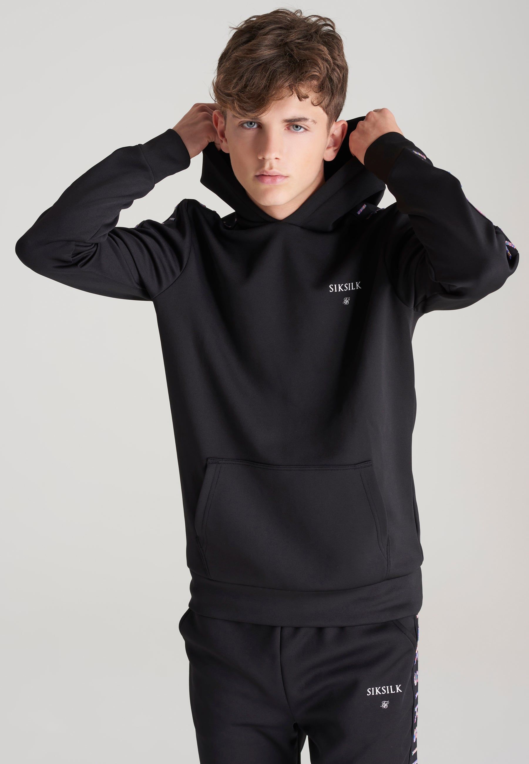 Boys Black Taped Overhead Hoodie sold by Siksilk