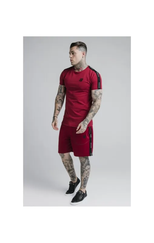 SikSilk Shadow Straight Hem Gym Tee - Deep Red & Black sold by Siksilk