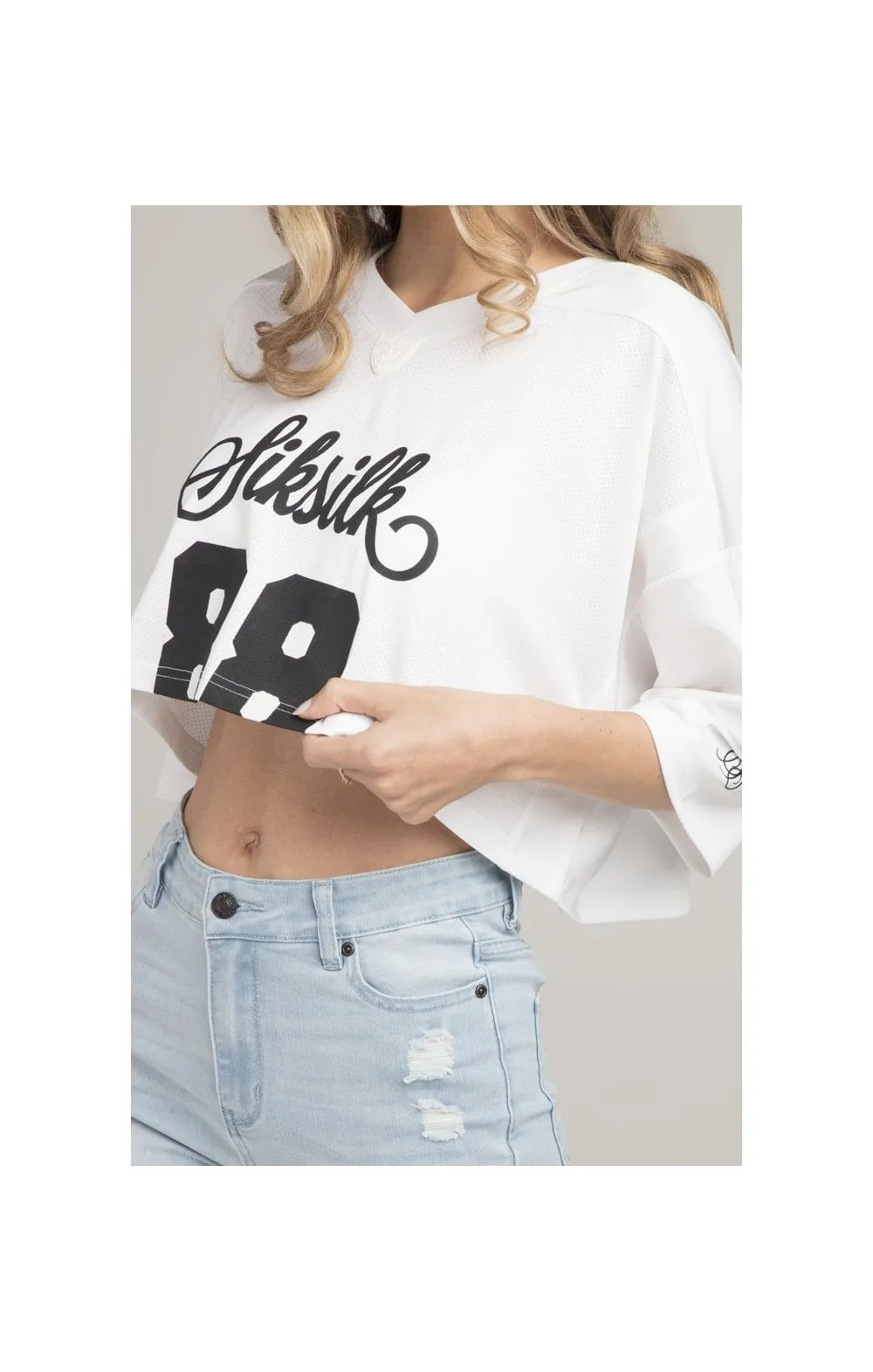SikSilk Retro Football Crop Jersey - White sold by Siksilk product image thumbnail 2