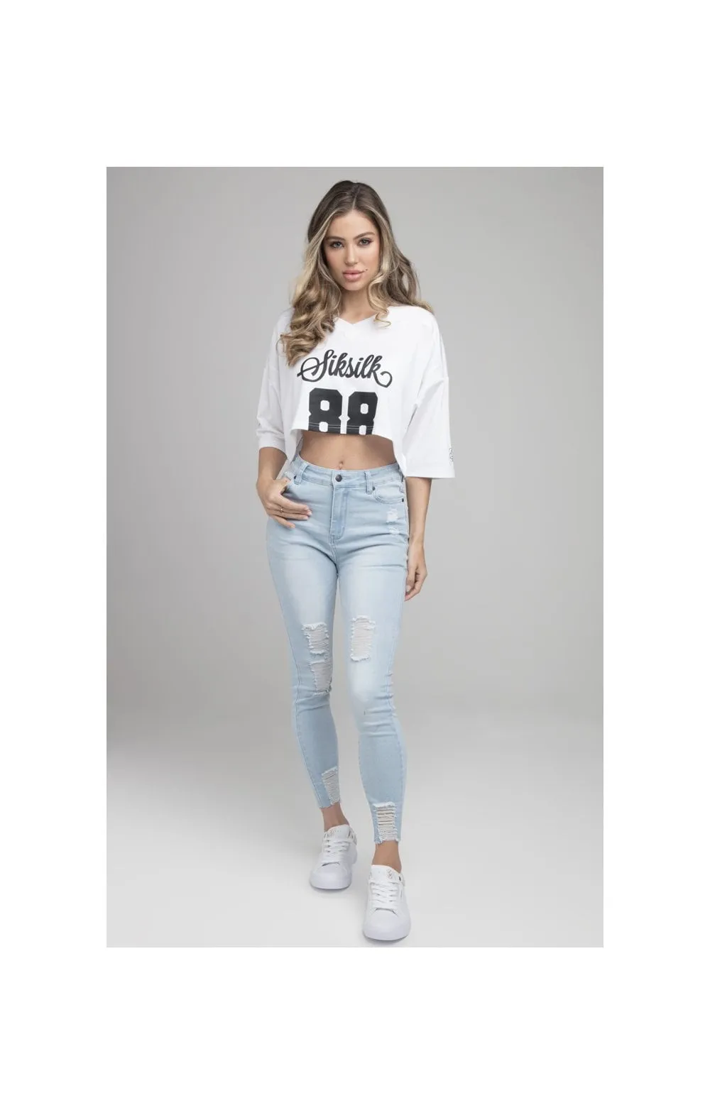 SikSilk Retro Football Crop Jersey - White sold by Siksilk product image thumbnail 3