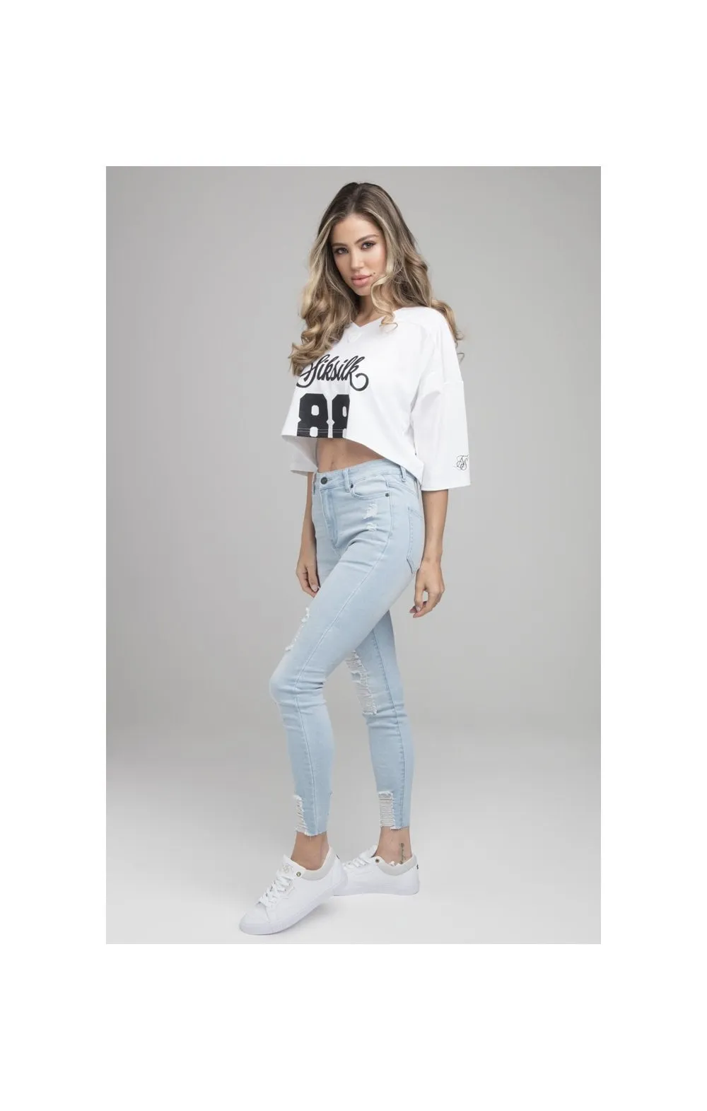 SikSilk Retro Football Crop Jersey - White sold by Siksilk product image thumbnail 4