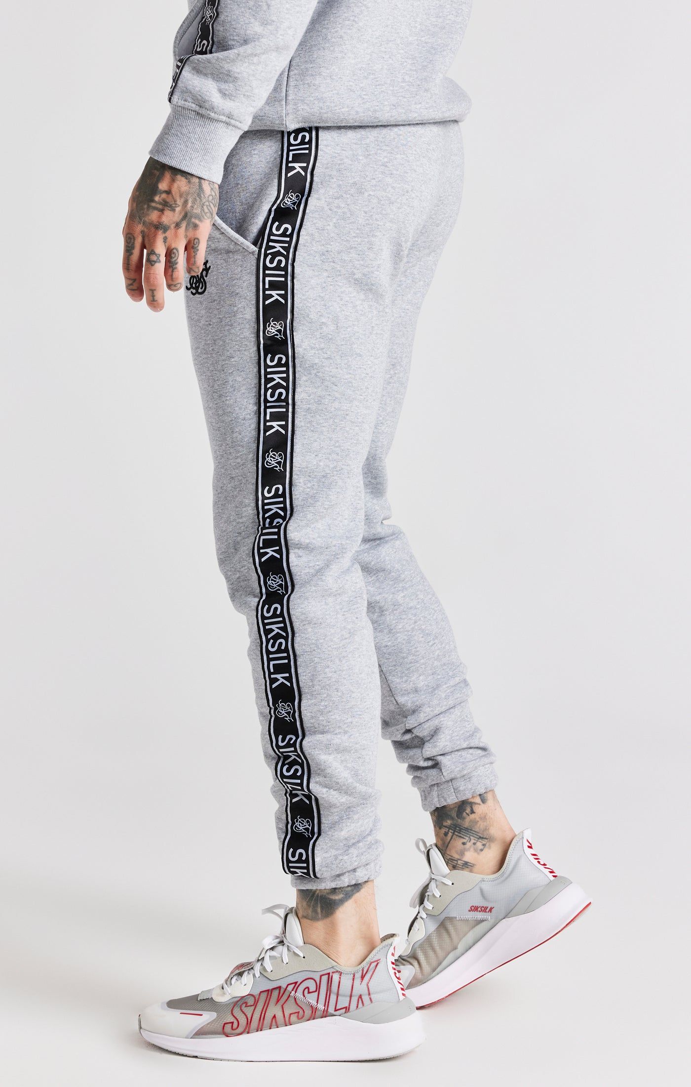 Grey Taped Hoodie And Pant Tracksuit Set sold by Siksilk product image thumbnail 8
