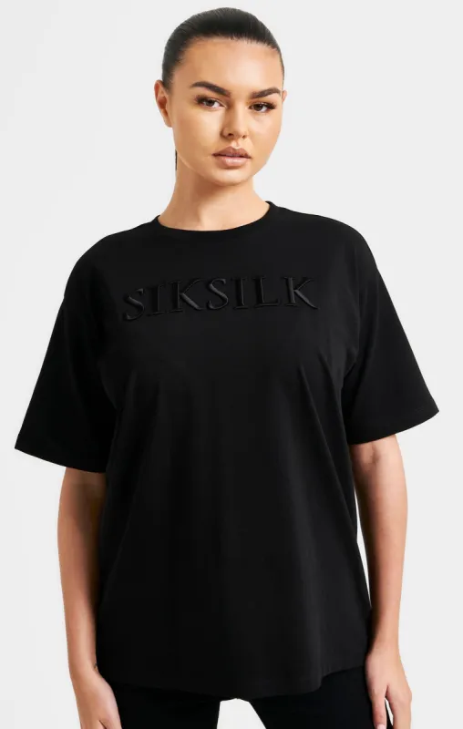 Black Embroidered Boyfriend T-Shirt sold by Siksilk