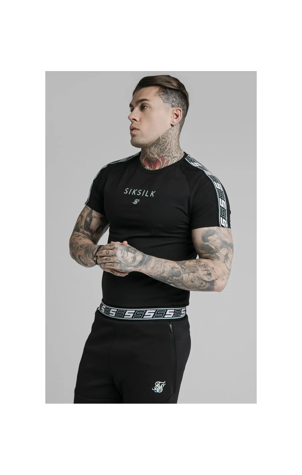 SikSilk S/S Exhibit Raglan Gym Tee - Black sold by Siksilk