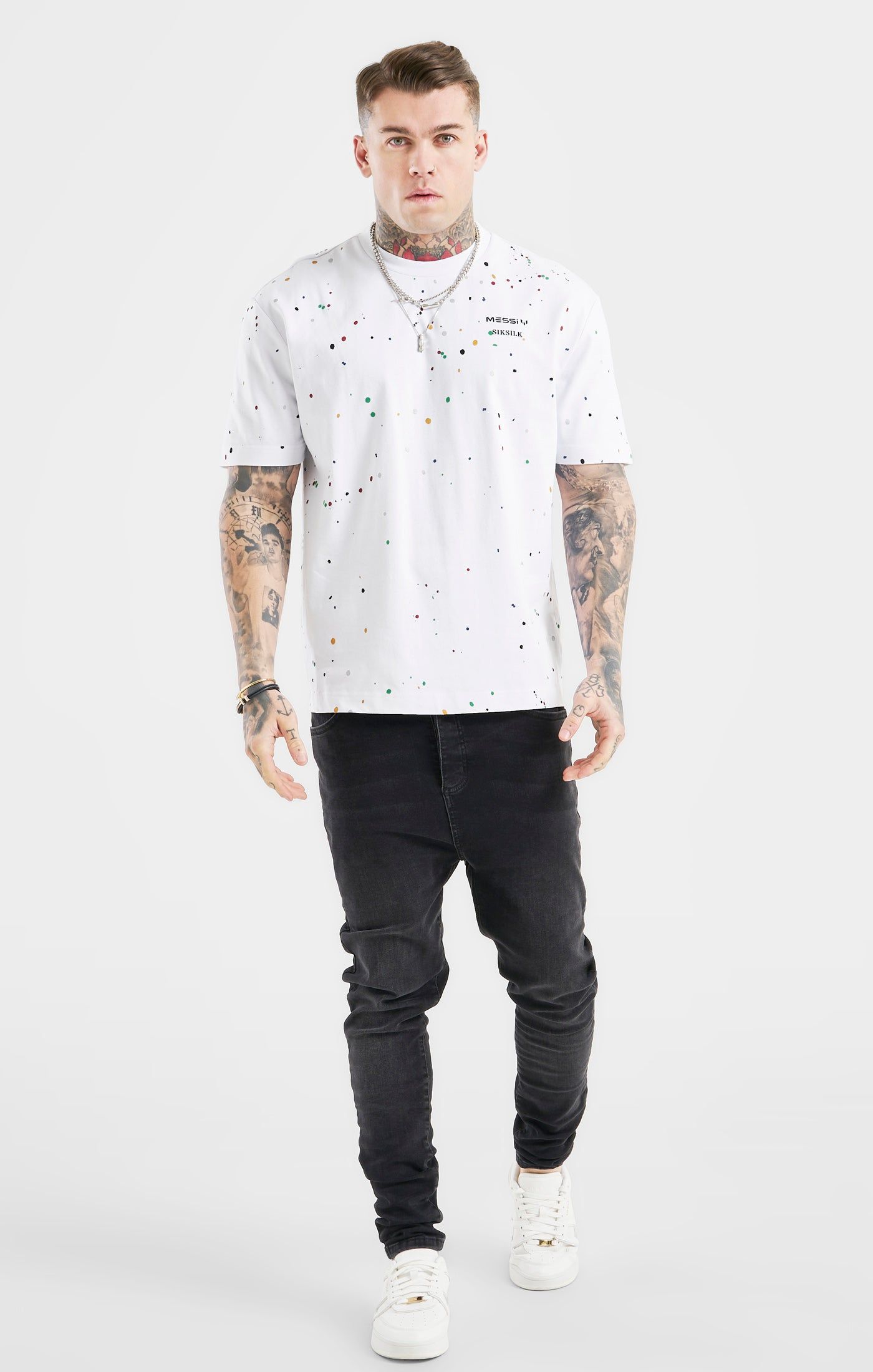 Messi x SikSilk Oversized Paint Splat Tee - White sold by Siksilk product image thumbnail 3