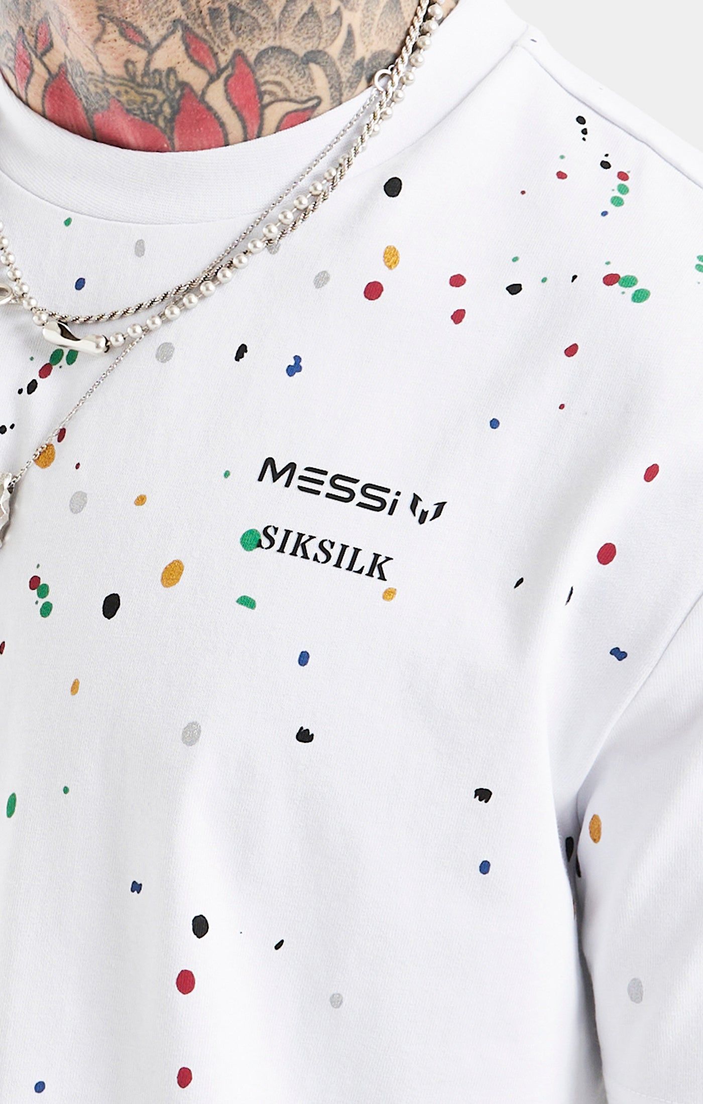 Messi x SikSilk Oversized Paint Splat Tee - White sold by Siksilk product image thumbnail 2