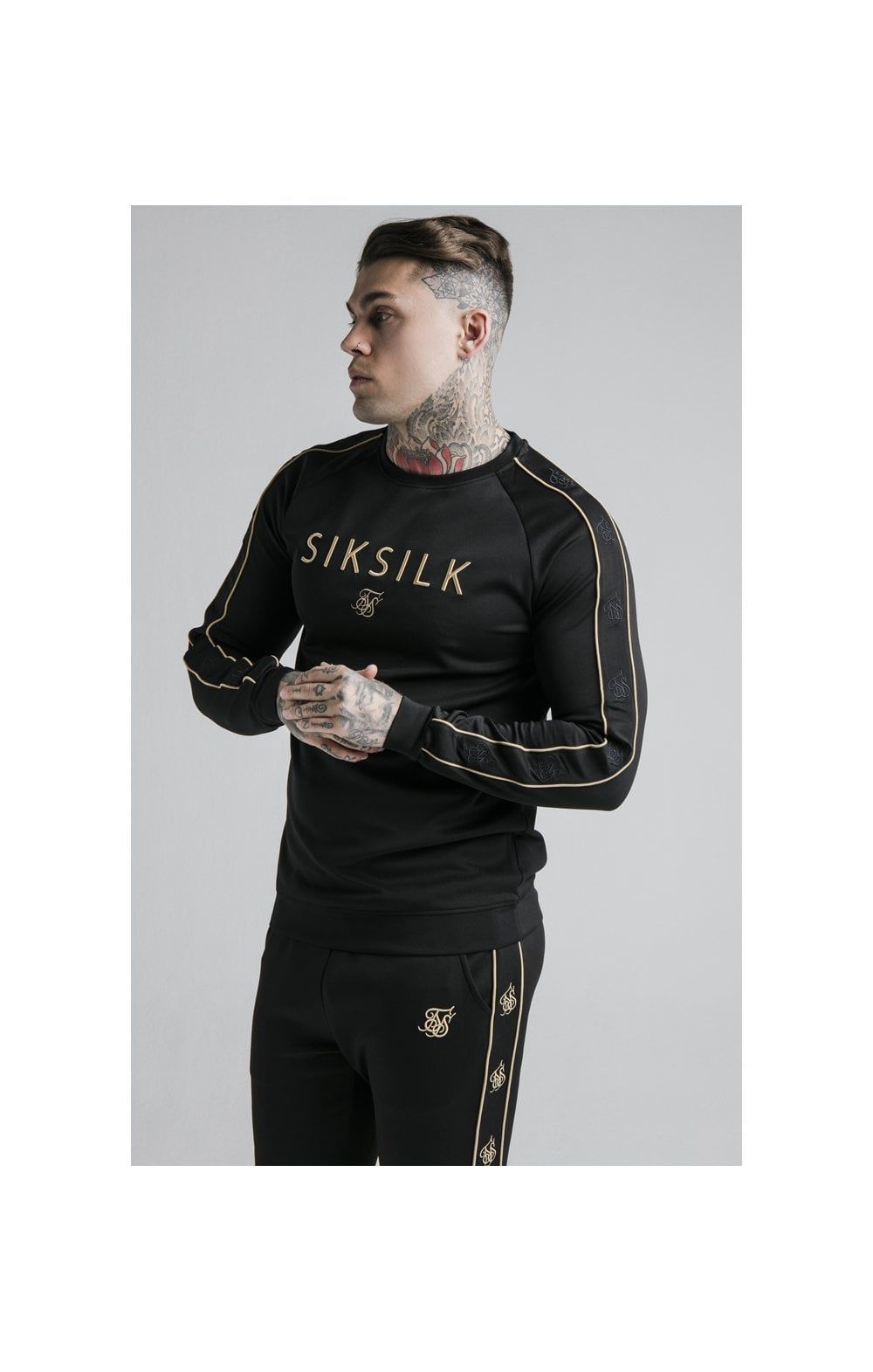 SikSilk L/S Astro Crew Sweat - Black & Gold sold by Siksilk