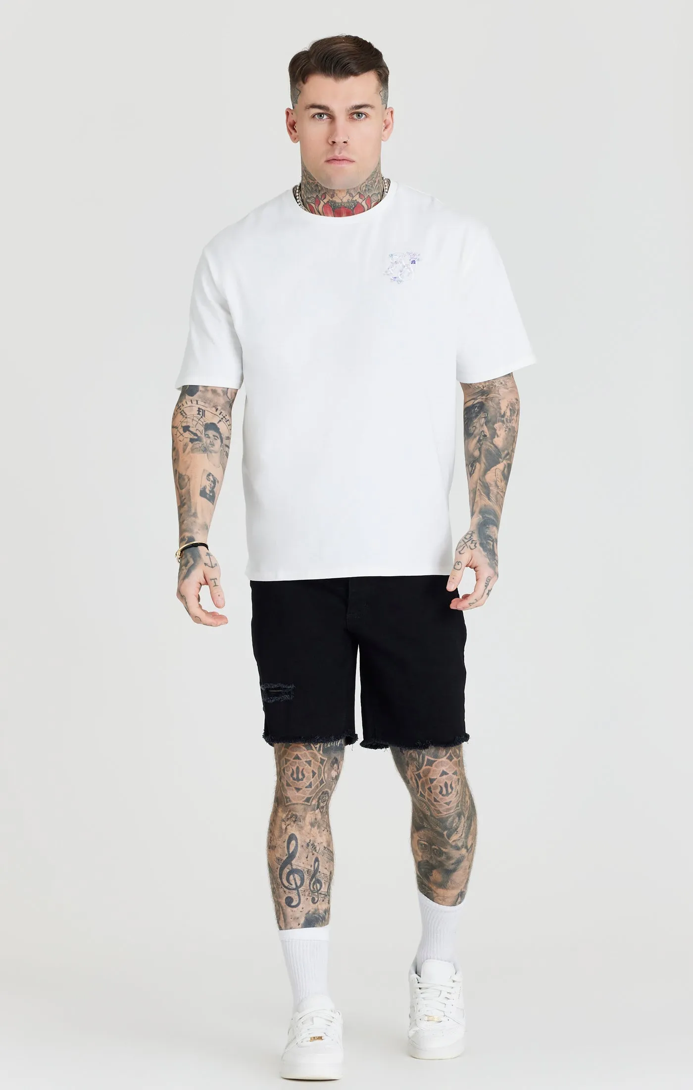 Ecru Floral Embroidery Oversized T-Shirt sold by Siksilk product image thumbnail 5