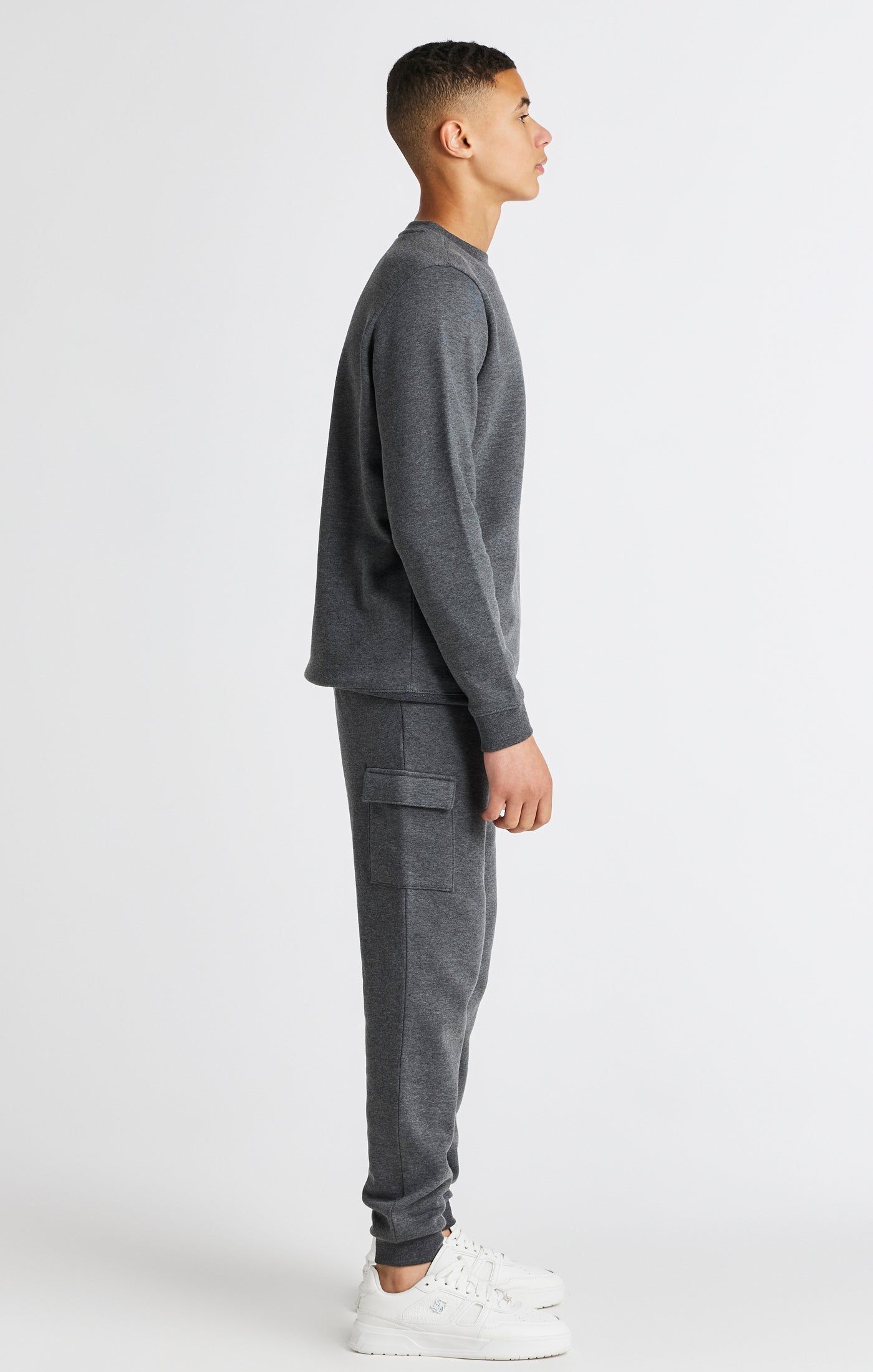 Boys Dark Grey Marl Crew Sweatshirt sold by Siksilk product image thumbnail 6