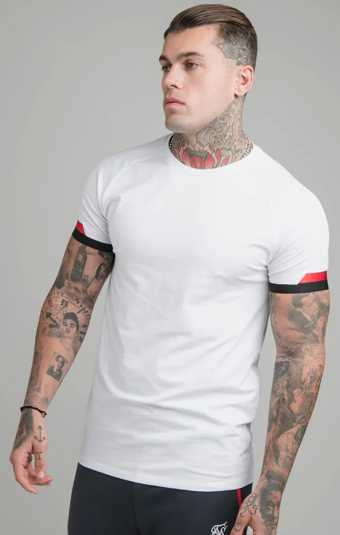 White Patterned Elastic Cuff T-Shirt sold by Siksilk