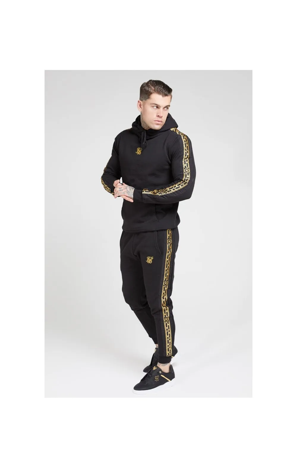 SikSilk Muscle Fit Nylon Panel Joggers – Black & Gold sold by Siksilk product image thumbnail 5
