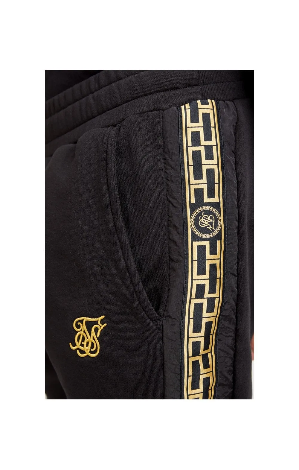 SikSilk Muscle Fit Nylon Panel Joggers – Black & Gold sold by Siksilk product image thumbnail 2