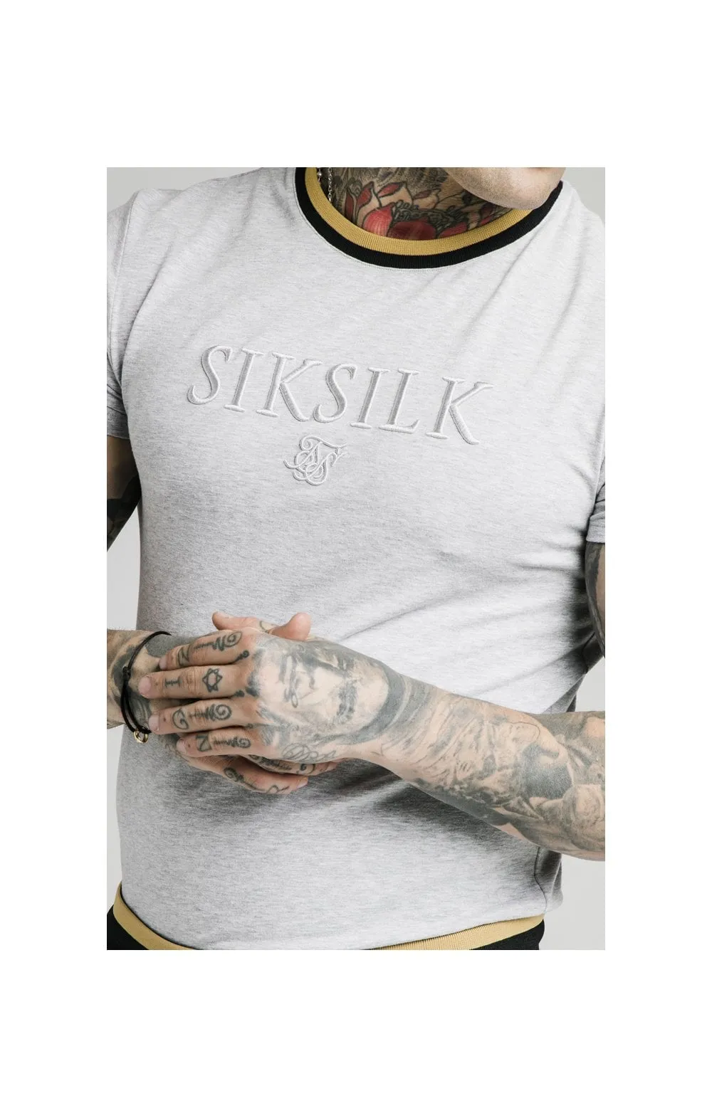 SikSilk Straight Hem Gym Tee - Grey,Black & Gold sold by Siksilk product image thumbnail 2