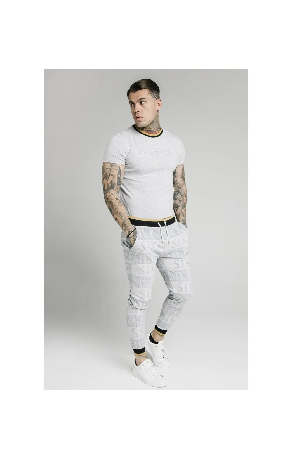 SikSilk Straight Hem Gym Tee - Grey,Black & Gold sold by Siksilk product image thumbnail 3