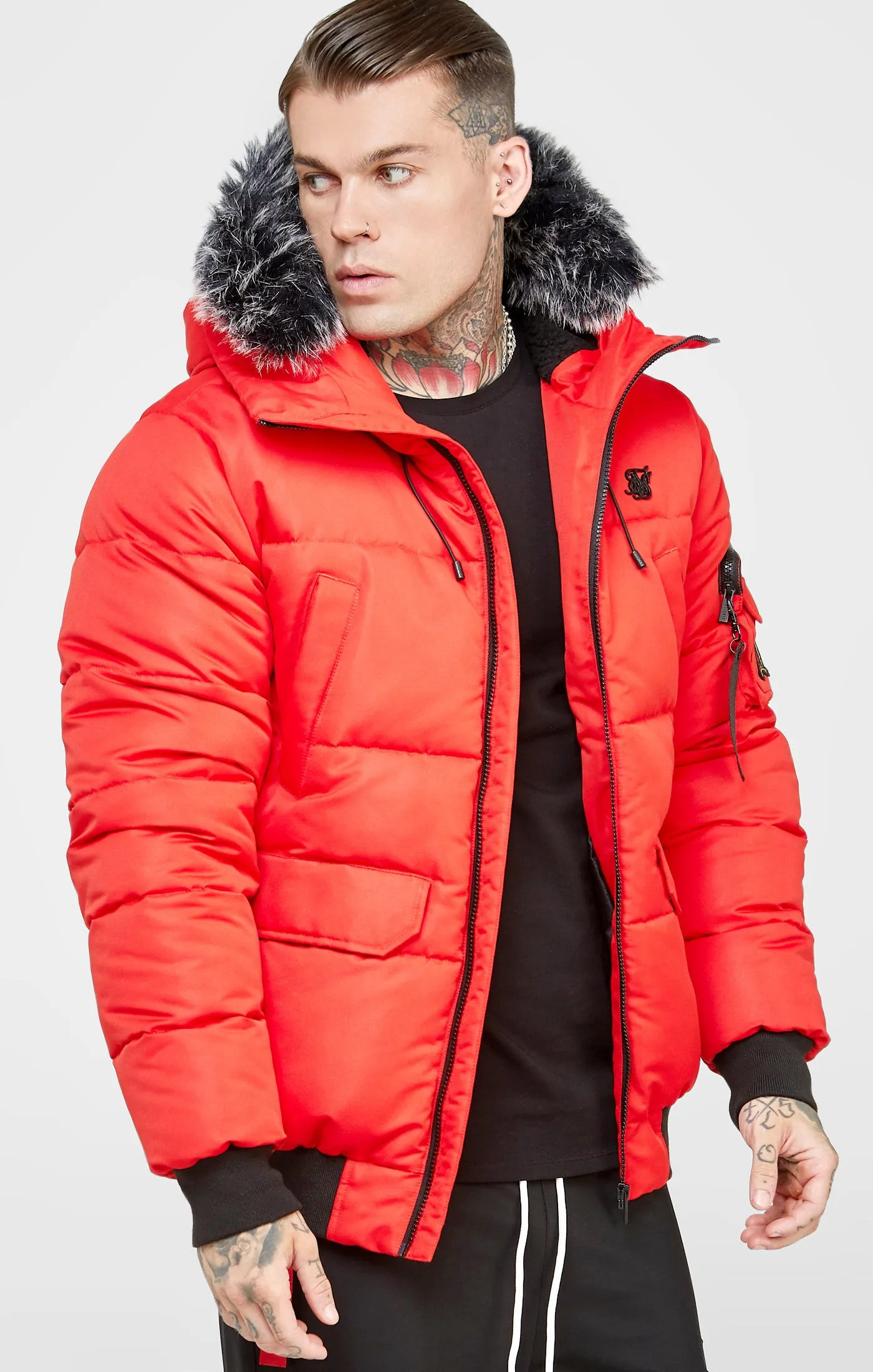 Red Bomber Jacket sold by Siksilk