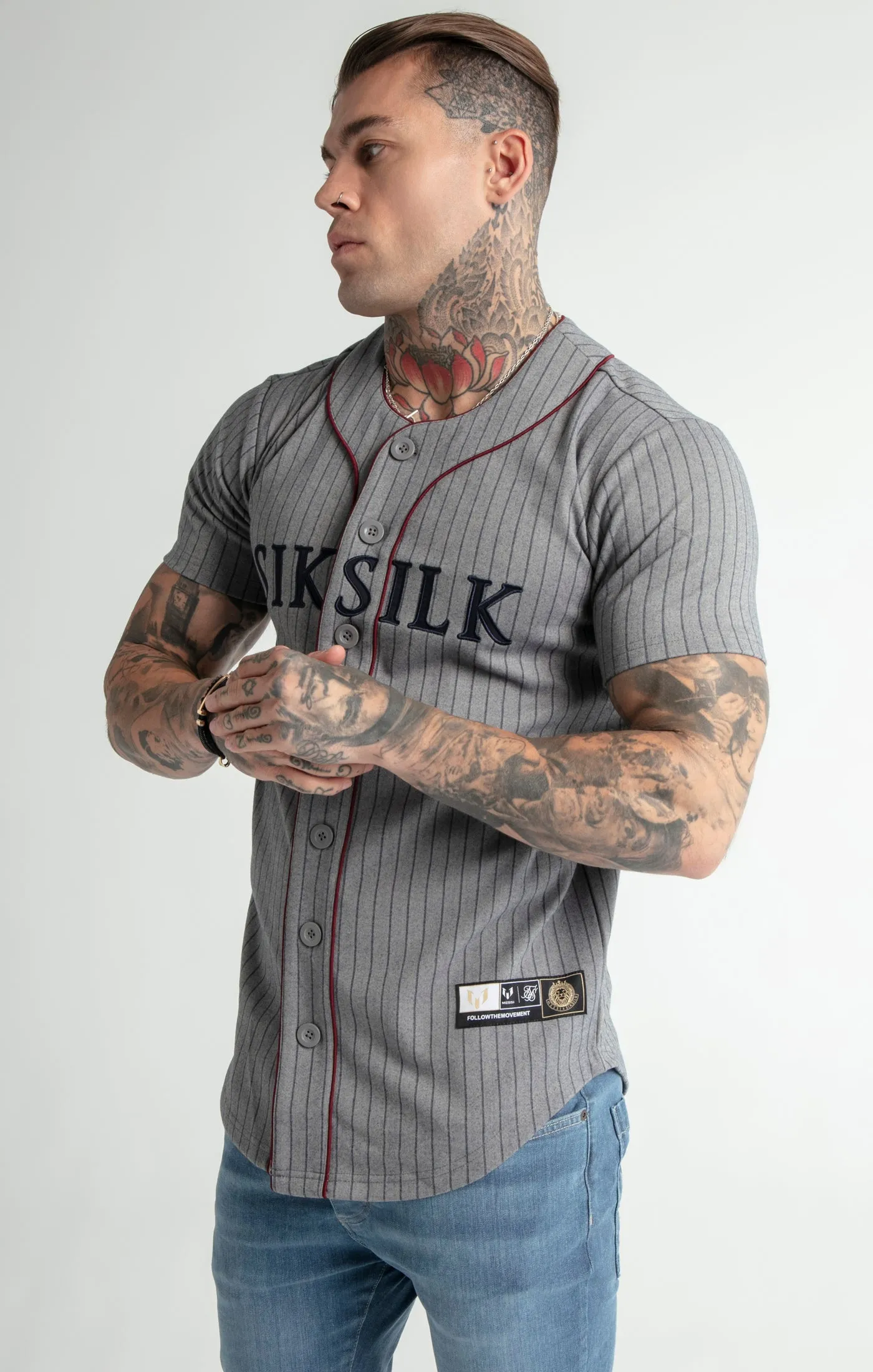 Messi x SikSilk Grey Marl Baseball Jersey sold by Siksilk