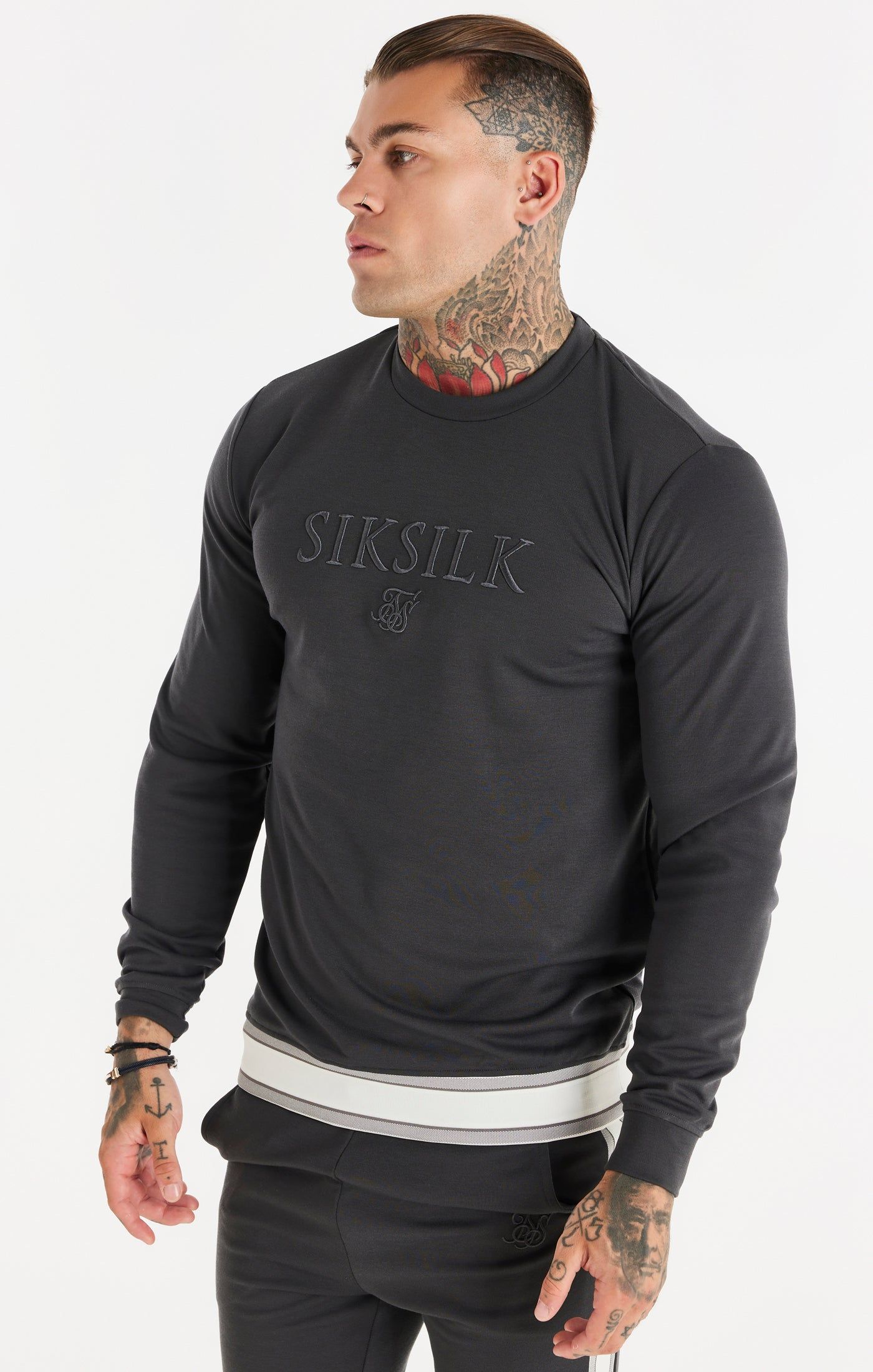 SikSilk Elevate Crew Sweater - Grey sold by Siksilk
