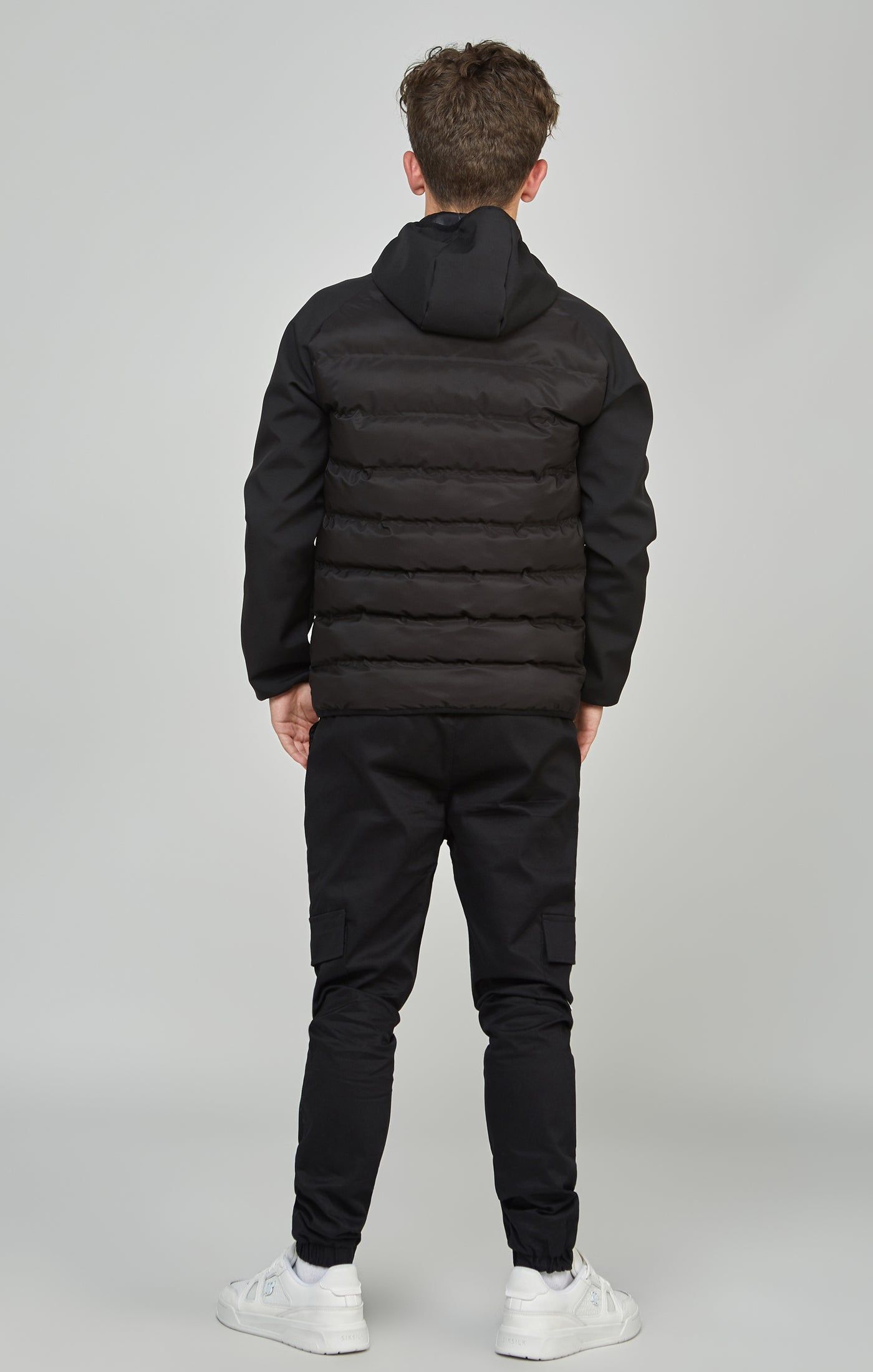 Boys Black Neoprene Sleeve Bubble Jacket sold by Siksilk product image thumbnail 5