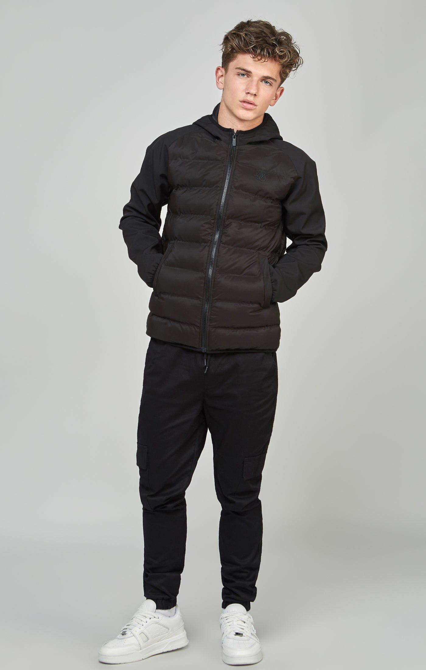 Boys Black Neoprene Sleeve Bubble Jacket sold by Siksilk product image thumbnail 2