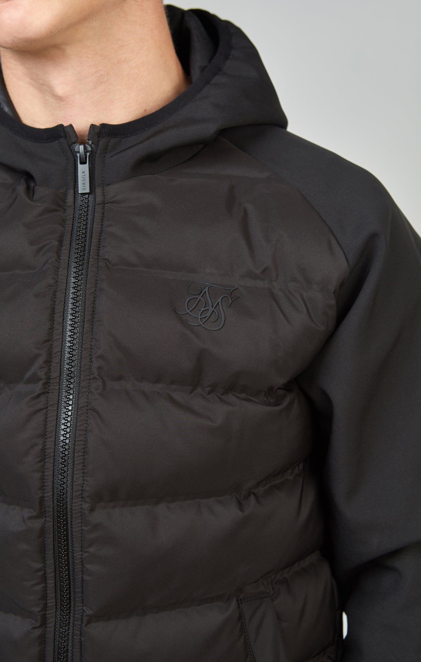 Boys Black Neoprene Sleeve Bubble Jacket sold by Siksilk product image thumbnail 3