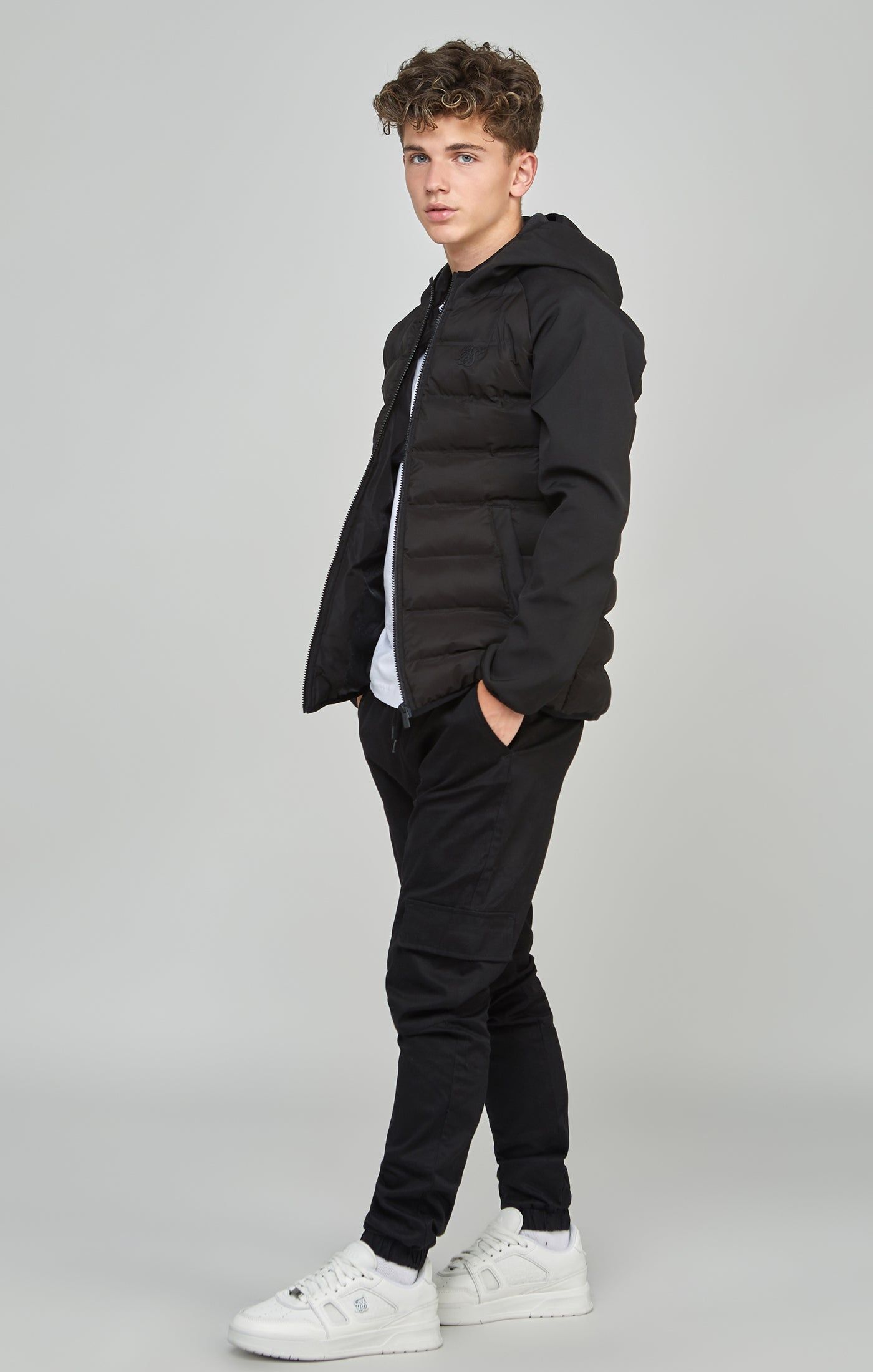 Boys Black Neoprene Sleeve Bubble Jacket sold by Siksilk product image thumbnail 4